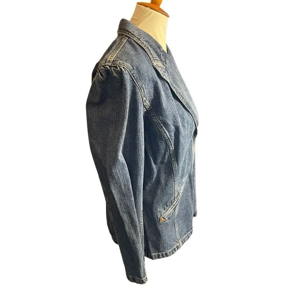 Vintage Liz Claiborne Lizwear Denim Blazer - 90s RARE Classic Jacket Size Large